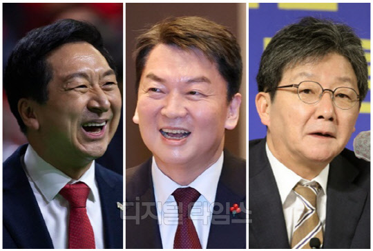 (왼쪽부터) 김기현, 안철수 국민의힘 의원, 유승민 전 국회의원. <디지털타임스 DB, 연합뉴스>